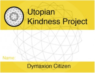 The front of the name tags distributed to all Utopian Citizens.